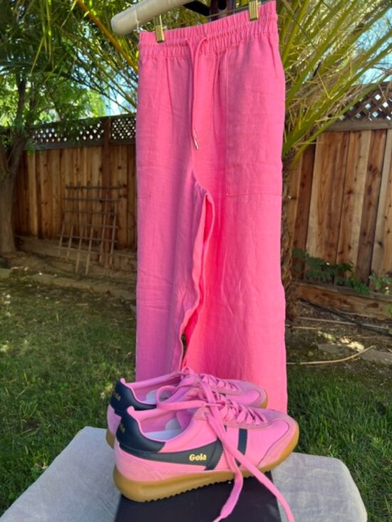 Athleta Pants - NWT Athleta barbie pink linen pants SZ L + Gola Tornado pink sneakers SZ 8